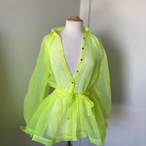 Bright neon green sheer festival dress